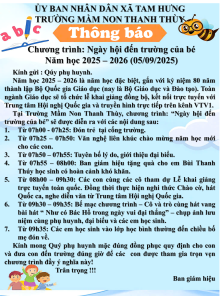 Trường mầm non Thanh Thùy thông báo chương trình "Ngày hội đến trường  của bé năm học 2025 - 2026"