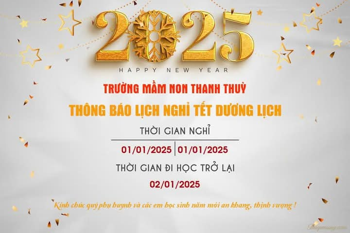 THÔNG BÁO NGHỈ TẾT DƯƠNG LỊCH 2025